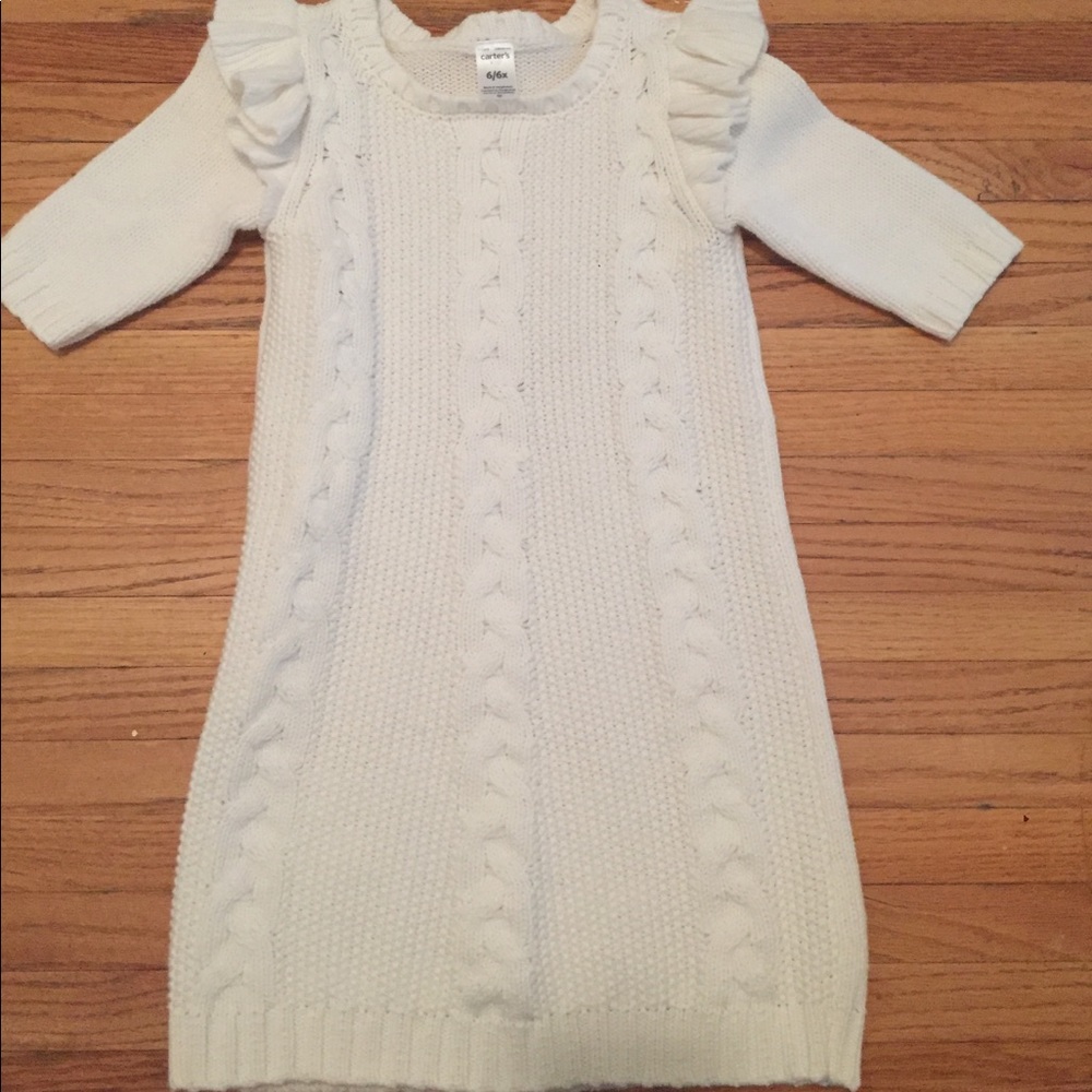 Girls all white holiday sweater dress